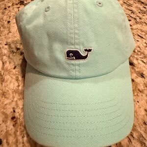 Vineyard Vines Light Aqua Baseball Cap with Navy Whale Logo